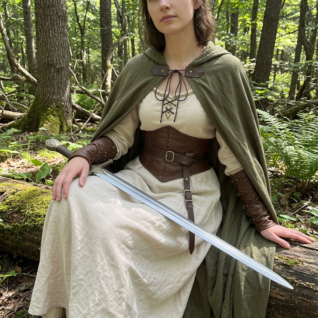 Linen Hooded Medieval Cloak | Lightweight LARP Cape for Renaissance Fairs & Noble Wear