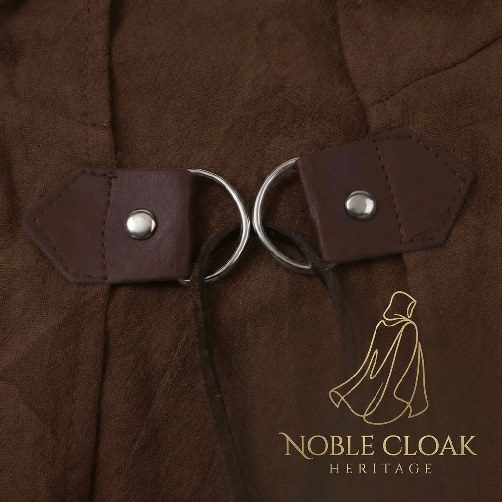 Brown Linen Hooded Medieval Cloak | Breathable LARP Cape for Renaissance Fairs & Cosplay