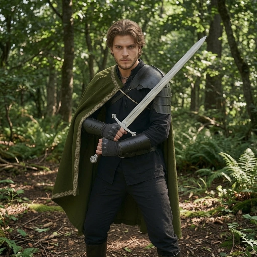 Green Medieval Half Shoulder Cape | Short LARP Cape for Renaissance Fairs & Cosplay