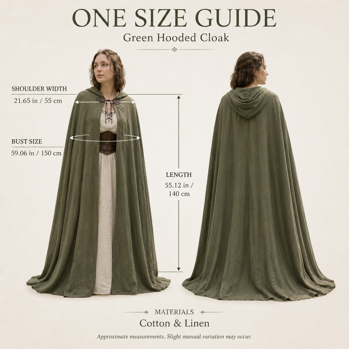 Linen Hooded Medieval Cloak | Lightweight LARP Cape for Renaissance Fairs & Noble Wear