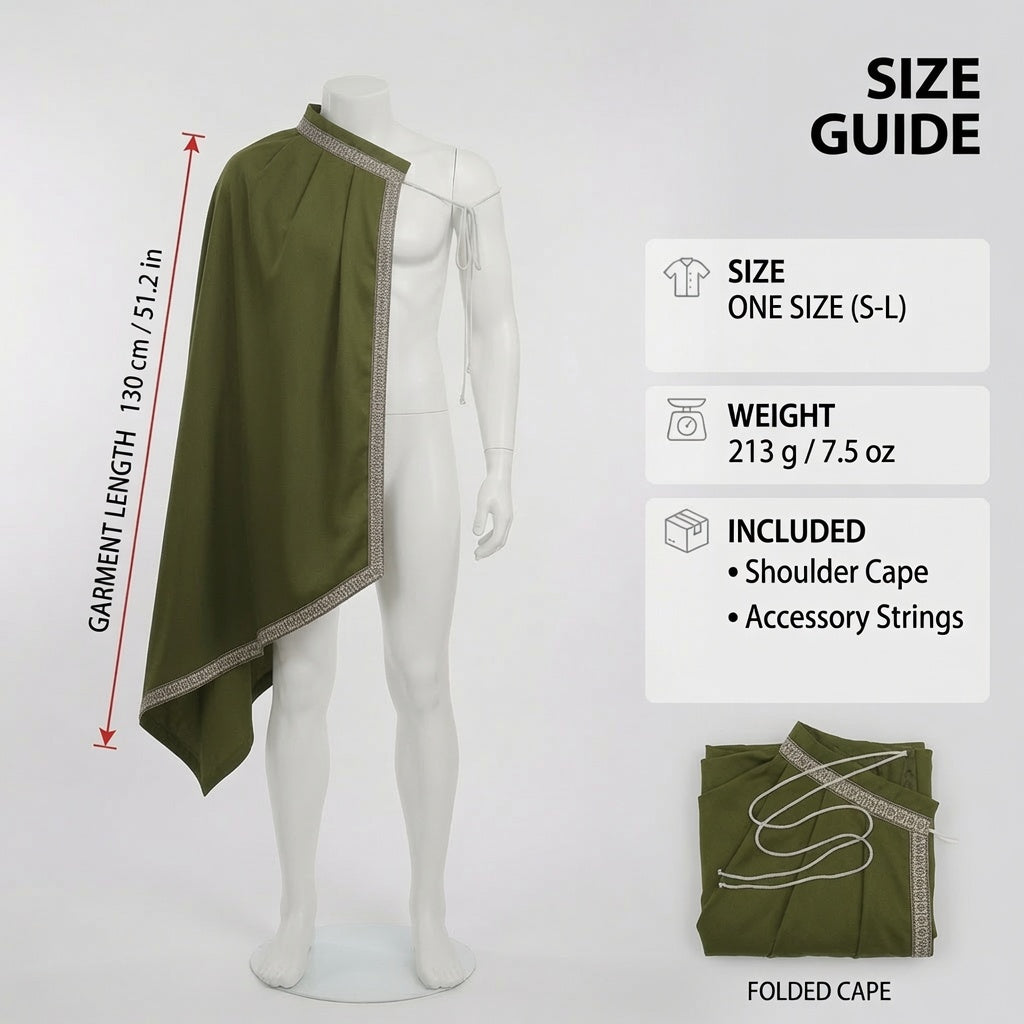 Green Medieval Half Shoulder Cape | Short LARP Cape for Renaissance Fairs & Cosplay