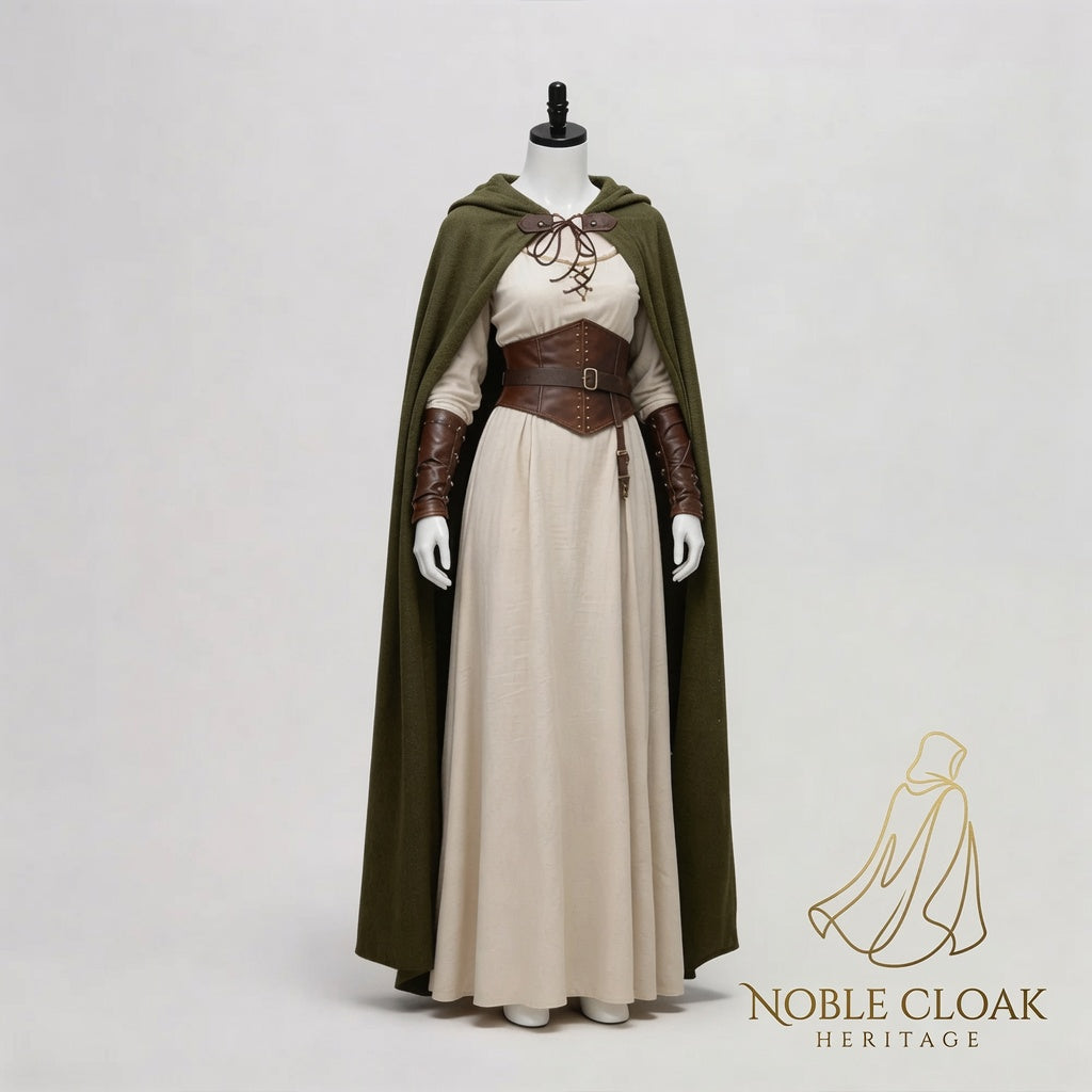 Linen Hooded Medieval Cloak | Lightweight LARP Cape for Renaissance Fairs & Noble Wear