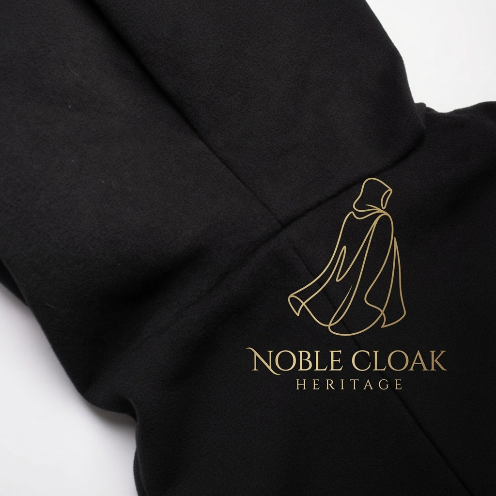 Black Medieval Cloak with Fur Collar | Full-Length LARP Cape for Women & Men