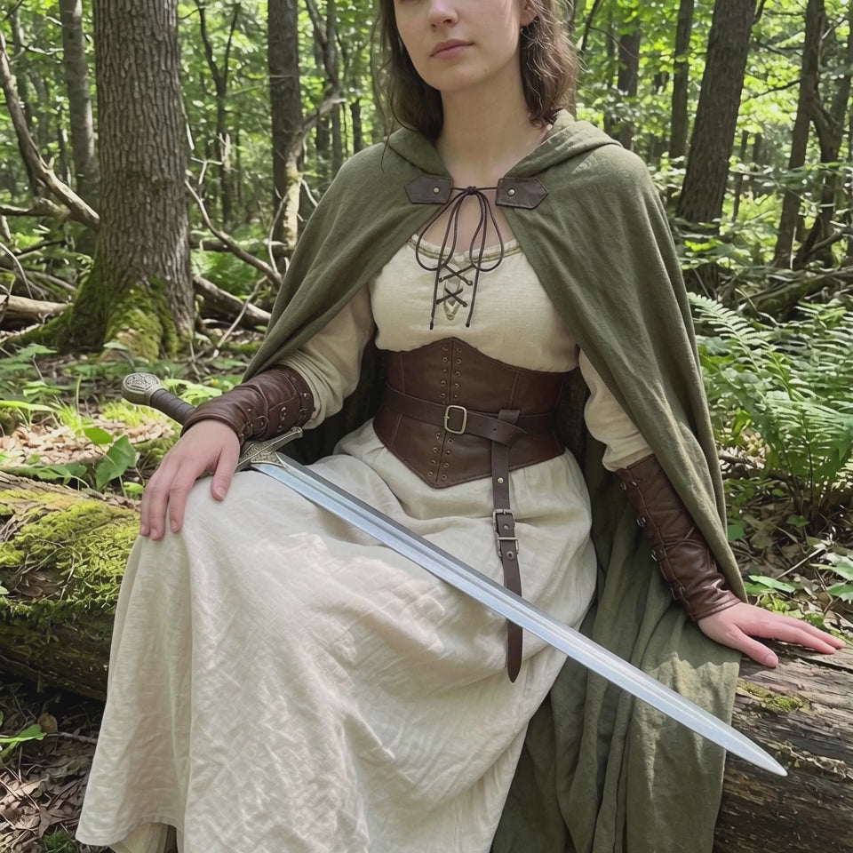 Linen Hooded Medieval Cloak | Lightweight LARP Cape for Renaissance Fairs & Noble Wear