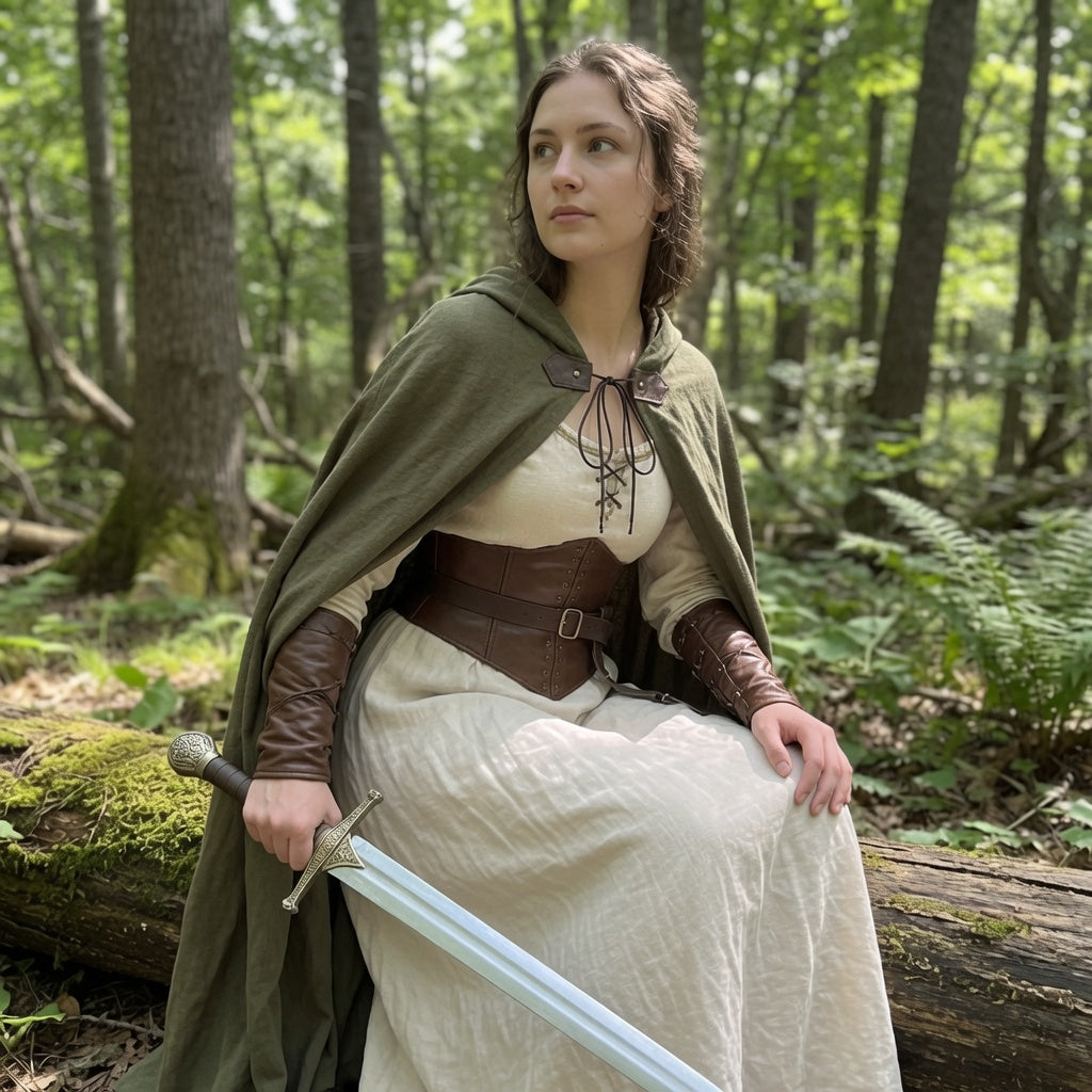 Linen Hooded Medieval Cloak | Lightweight LARP Cape for Renaissance Fairs & Noble Wear