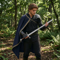 Navy Blue Medieval Half Shoulder Cape | Short LARP Cape for Renaissance Fairs & Cosplay