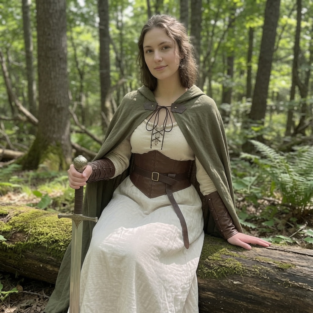 Linen Hooded Medieval Cloak | Lightweight LARP Cape for Renaissance Fairs & Noble Wear